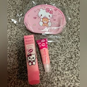 Hello Kitty Lip Scrub and Small Makeup bag